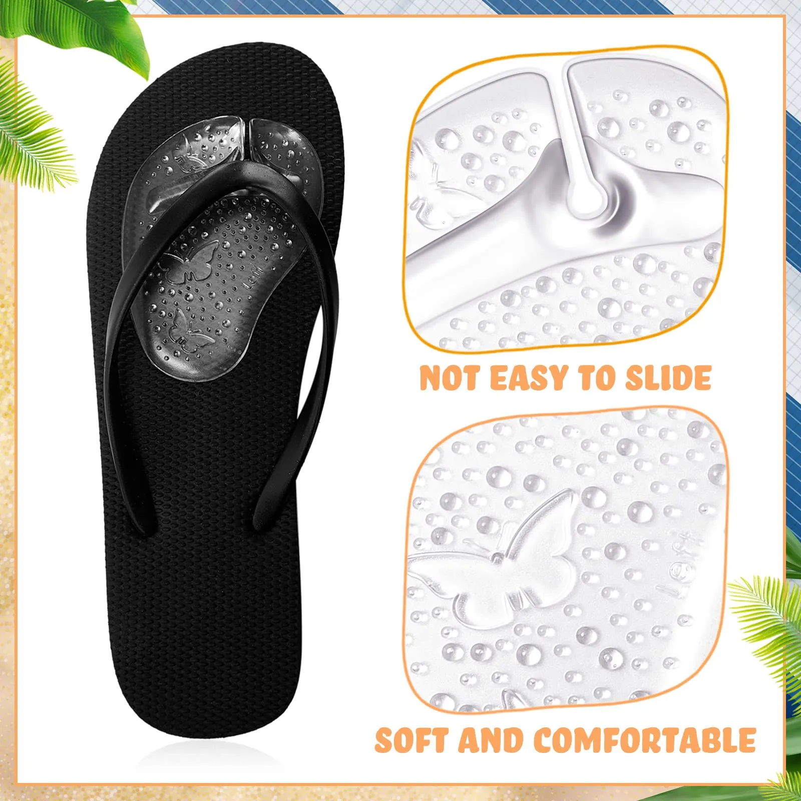 6 Pairs Gel Metatarsal Pads for Thong Forefoot Cushion Inserts Foot Pads Non Slip Shoe Cushion for Sandals Thong Pads Self Adhesive Thong Pads Toe Post Protector Pain of Foot Grip Pads for Women Men