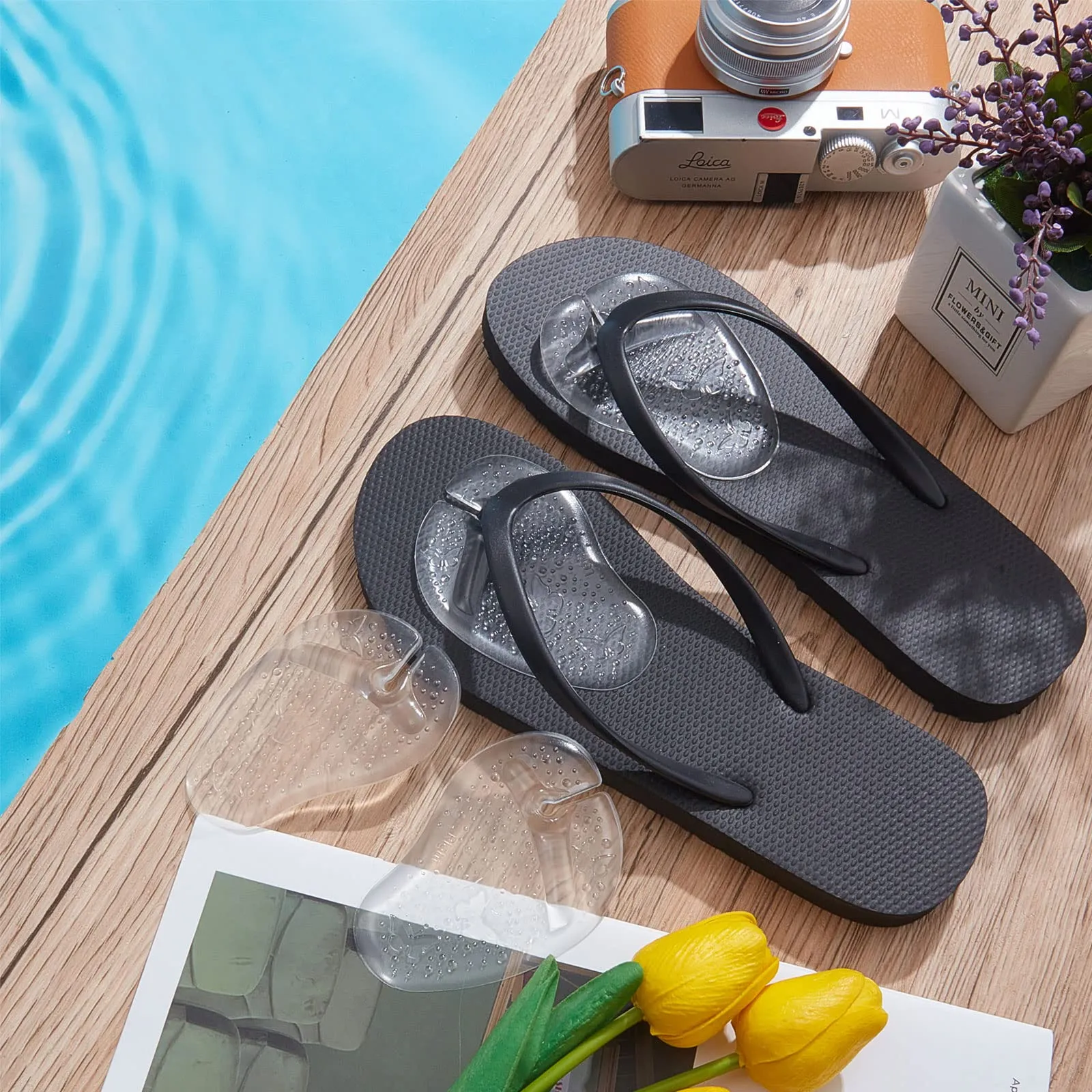 6 Pairs Gel Metatarsal Pads for Thong Forefoot Cushion Inserts Foot Pads Non Slip Shoe Cushion for Sandals Thong Pads Self Adhesive Thong Pads Toe Post Protector Pain of Foot Grip Pads for Women Men