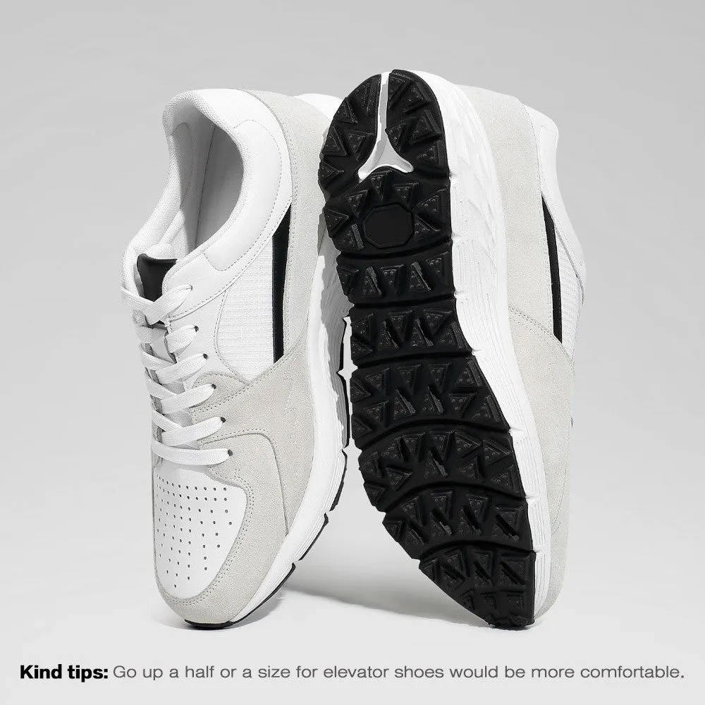 8 CM / 3.15 Inches CMR CHAMARIPA Men's Off-White Leather & Suede Elevator Sneakers