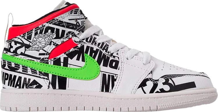 Air Jordan 1 Mid PS All Over Logos, white