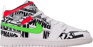 Air Jordan 1 Mid PS All Over Logos, white