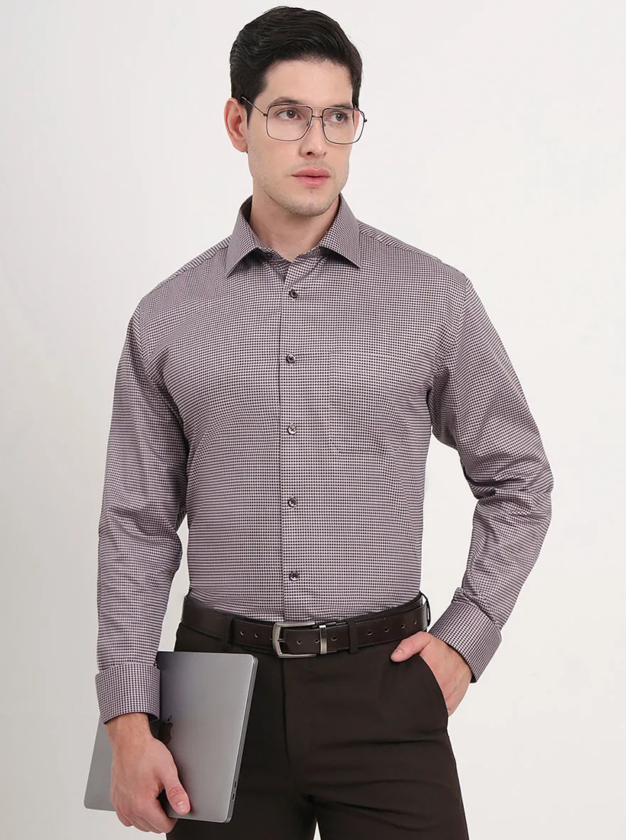Beige & Brown Printed Regular Fit Formal Shirt | JadeBlue