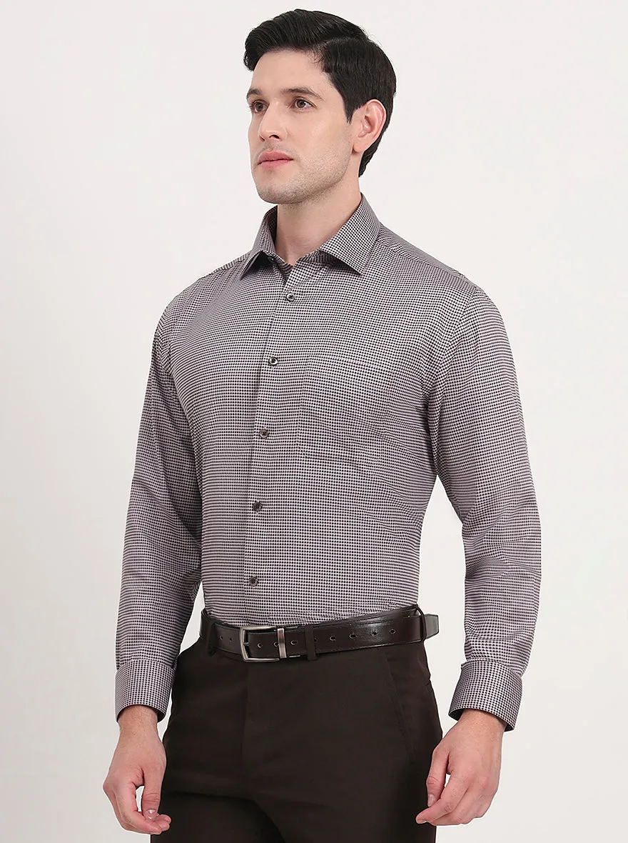 Beige & Brown Printed Regular Fit Formal Shirt | JadeBlue