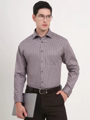 Beige & Brown Printed Regular Fit Formal Shirt | JadeBlue