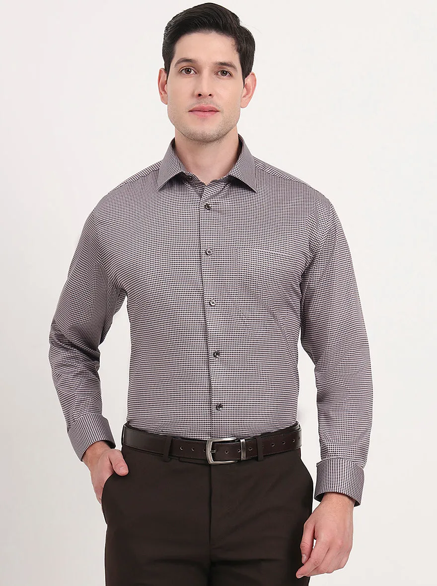 Beige & Brown Printed Regular Fit Formal Shirt | JadeBlue