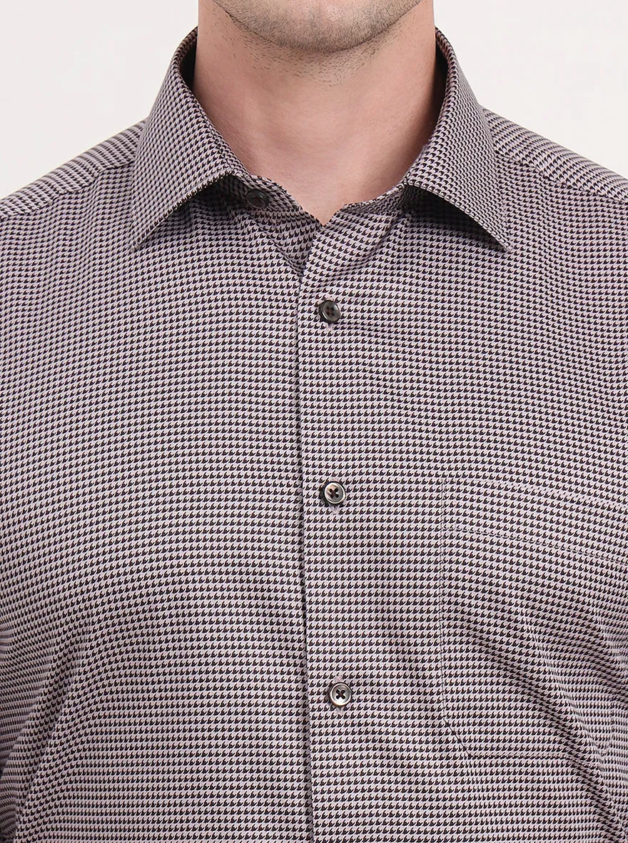 Beige & Brown Printed Regular Fit Formal Shirt | JadeBlue