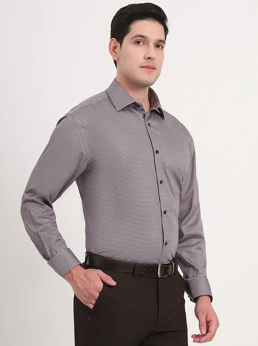 Beige & Brown Printed Regular Fit Formal Shirt | JadeBlue
