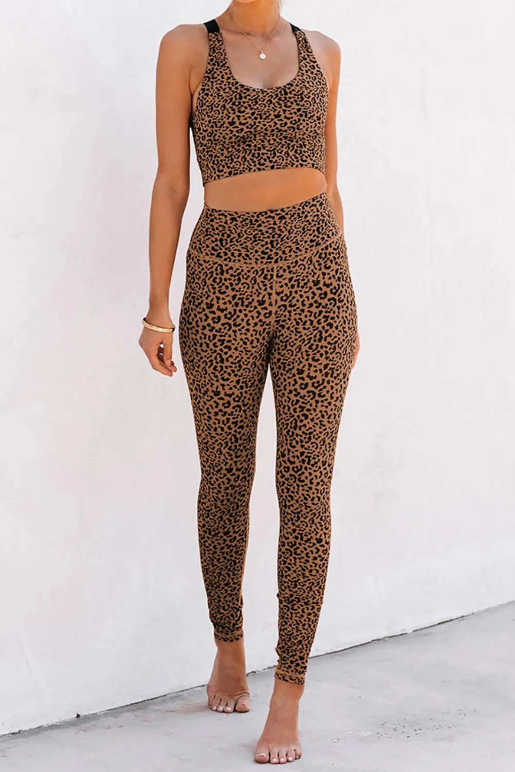 Cheetah Print Sport Bra Pants Set
