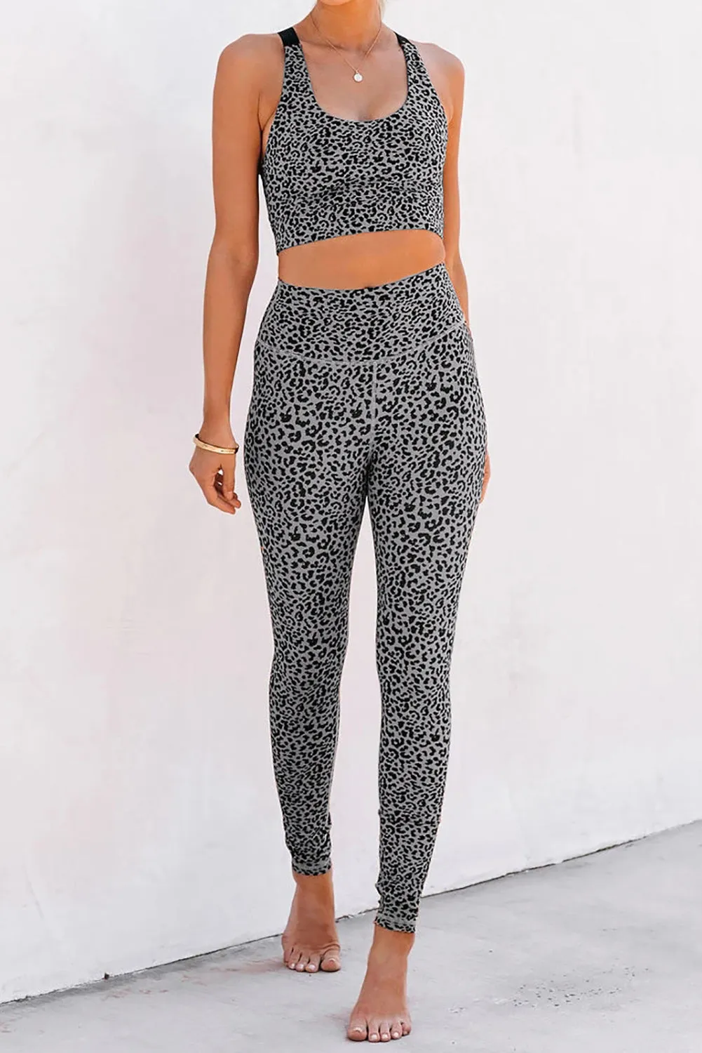 Cheetah Print Sport Bra Pants Set