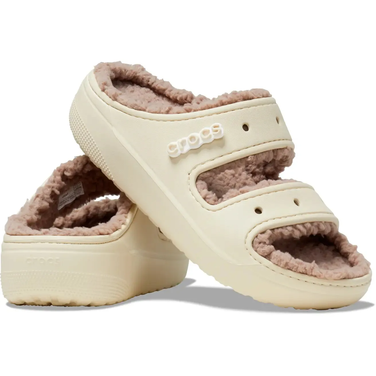CROCS CLASSIC COZZZY SANDAL - BONE/MUSHROOM
