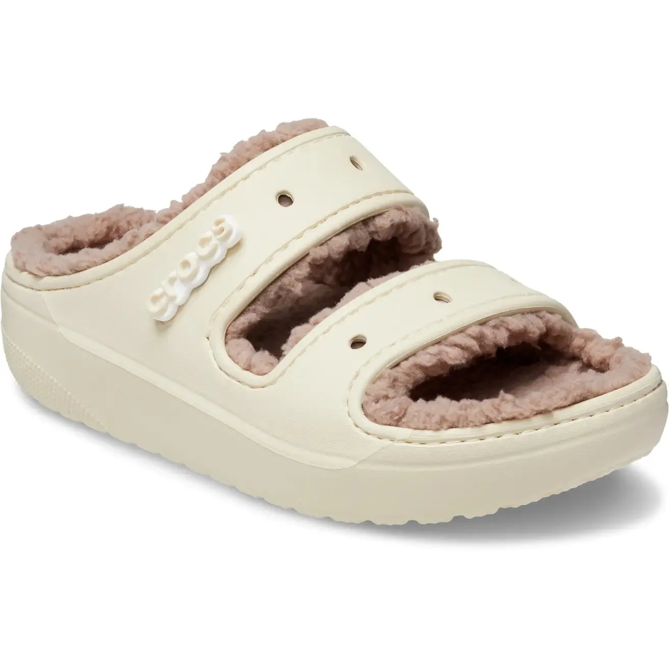 CROCS CLASSIC COZZZY SANDAL - BONE/MUSHROOM