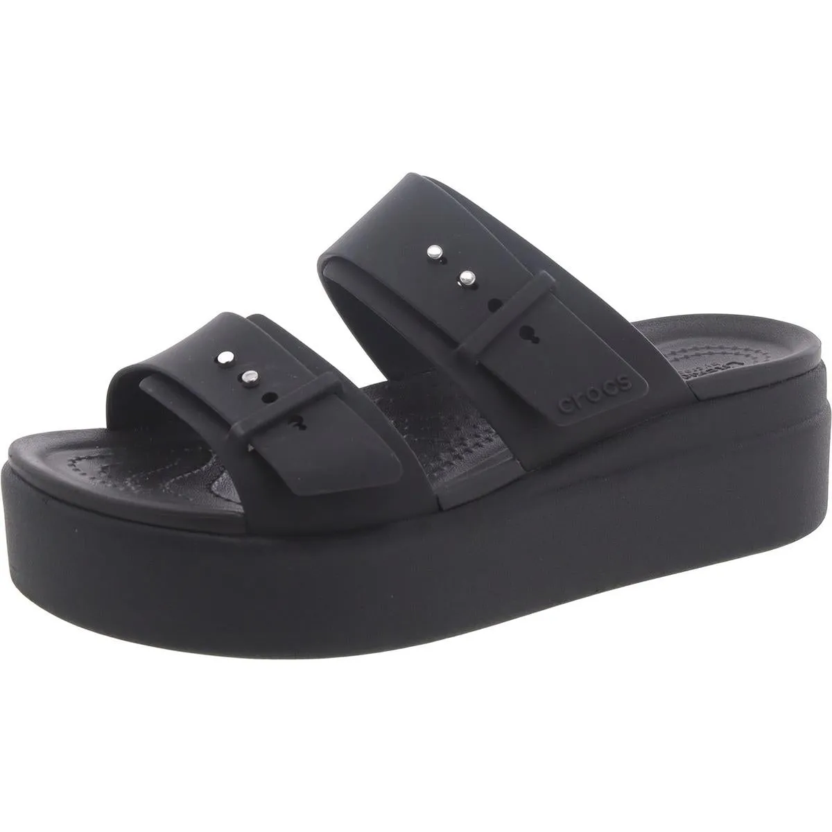 Crocs Womens Brooklyn Buckle Slip On Comfort Wedge Sandals
