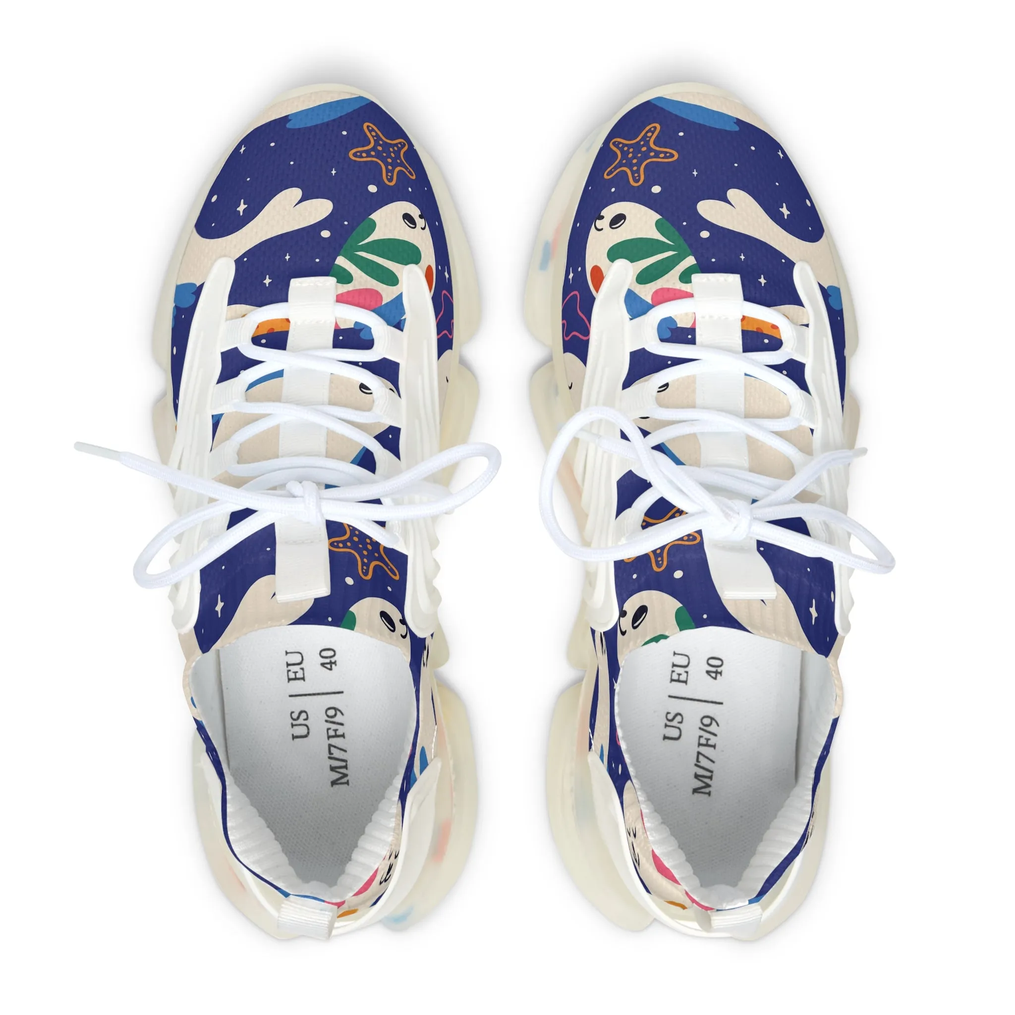 Cute White Seals Women's Mesh Sneakers