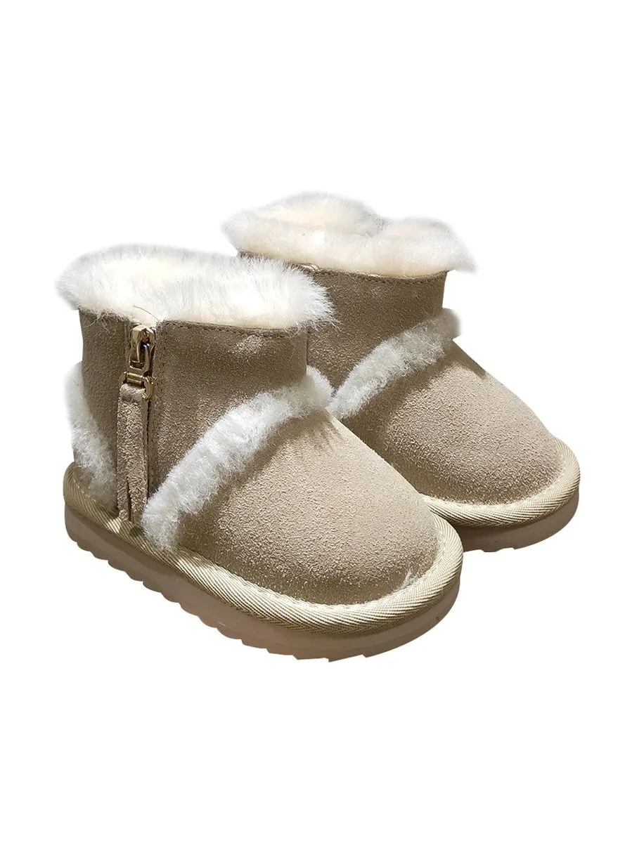 Fashion Side Zip Warm Fur Trim Snow Boots 3 Colors