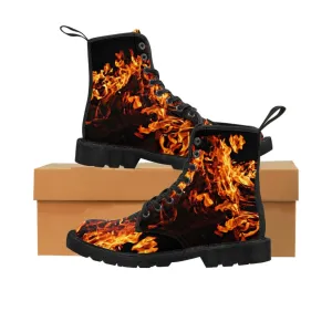 Fire Flames Canvas Boots, Casual Hiking, Christmas/Thanksgiving/Birthday/His/Hers/Couple/Anniversary/Graduation Gifts