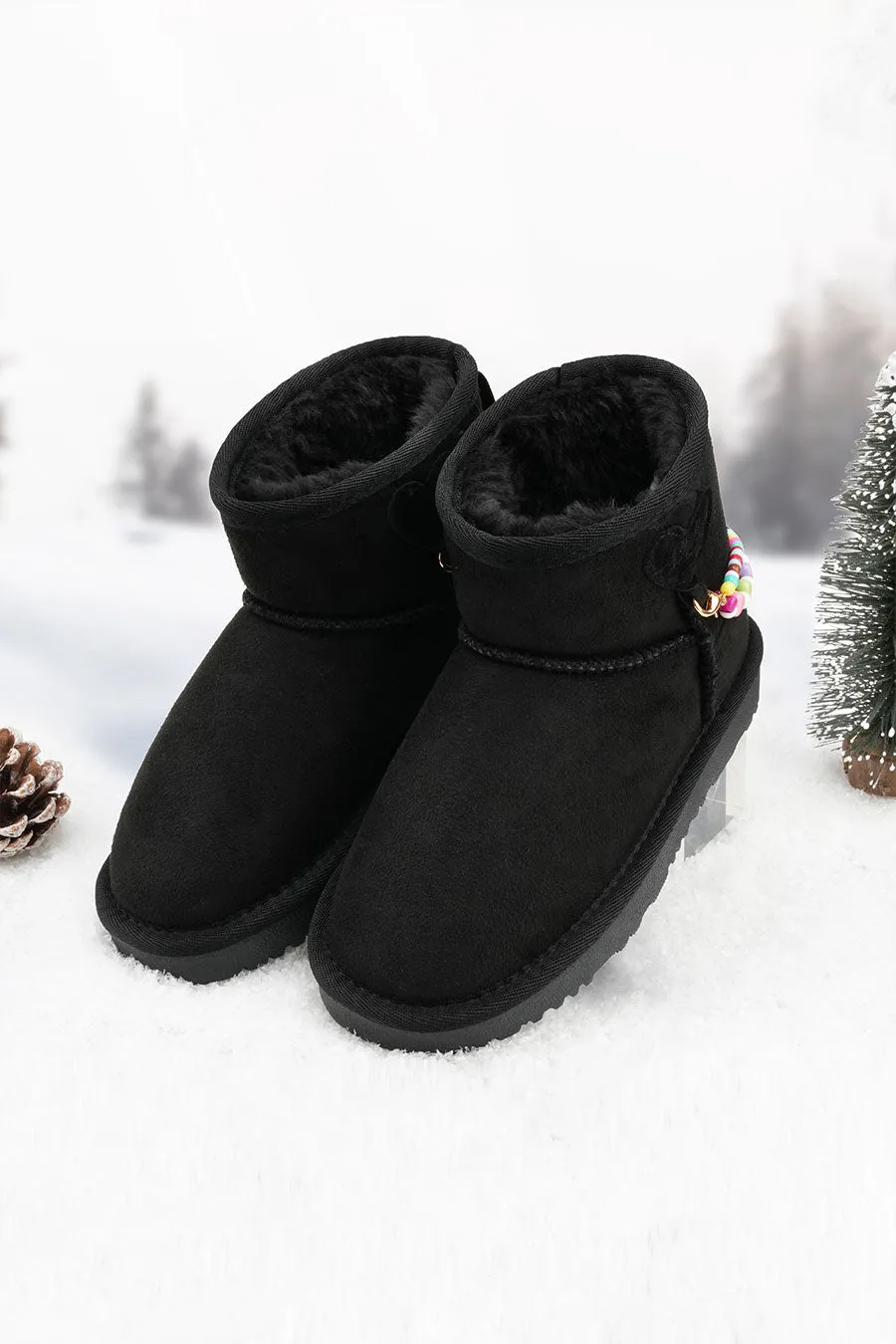 Kids Faux Fur Snow Boots | Winter Boots with DIY Charm Chains