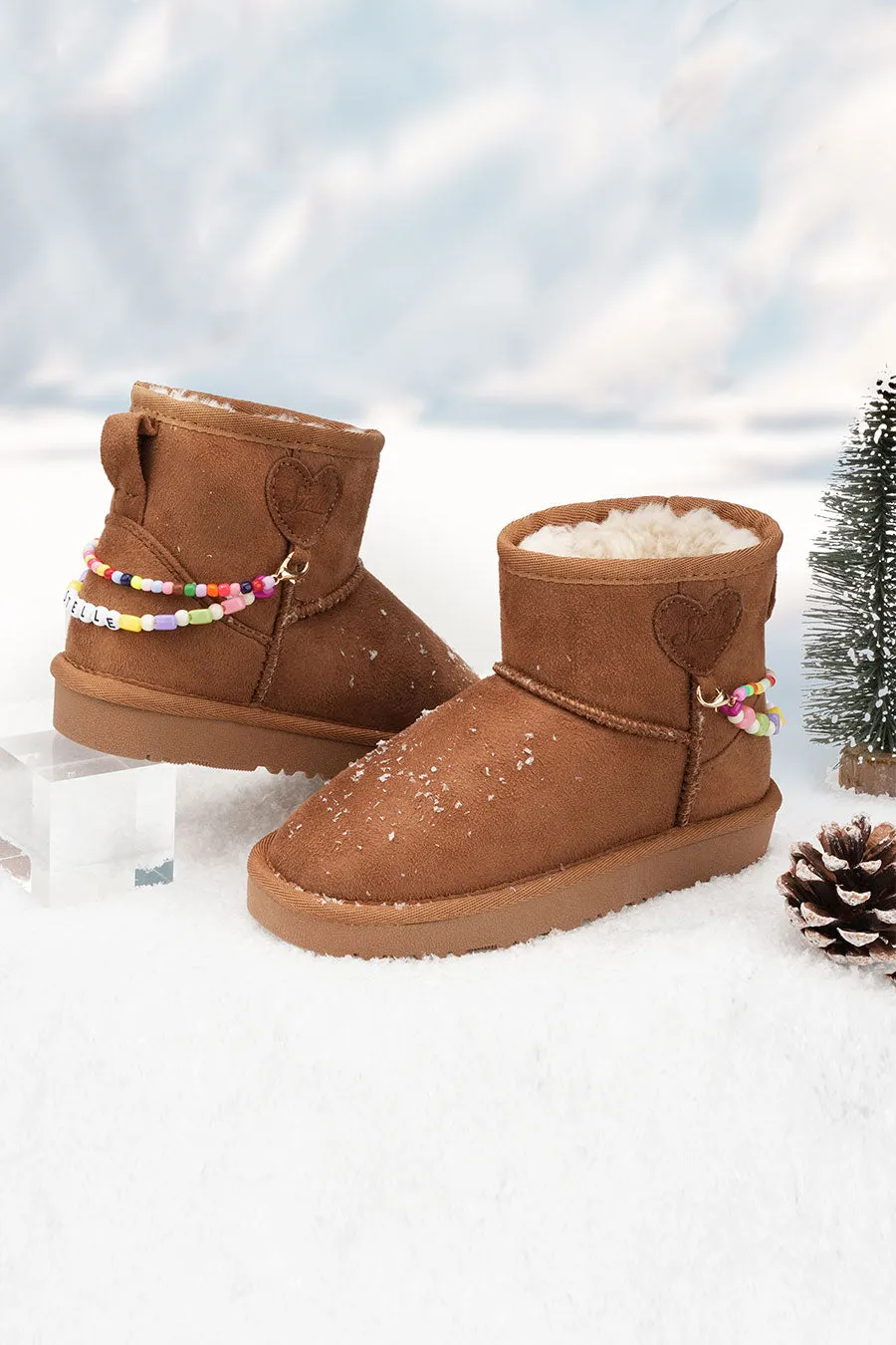Kids Faux Fur Snow Boots | Winter Boots with DIY Charm Chains