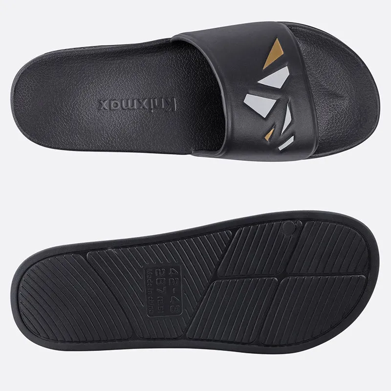 Knixmax Women & Men's Slide Open Toe Sandals Black Bath Shower Slippers