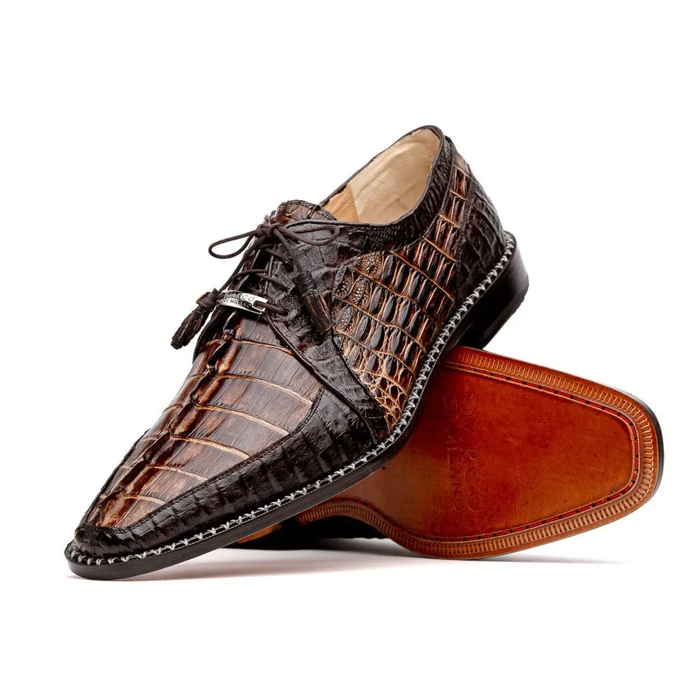 Marco Di Milano Caribe Men's Shoes Genuine Hornback Caiman Crocodile Dress Derby Oxfords (MDM1118)