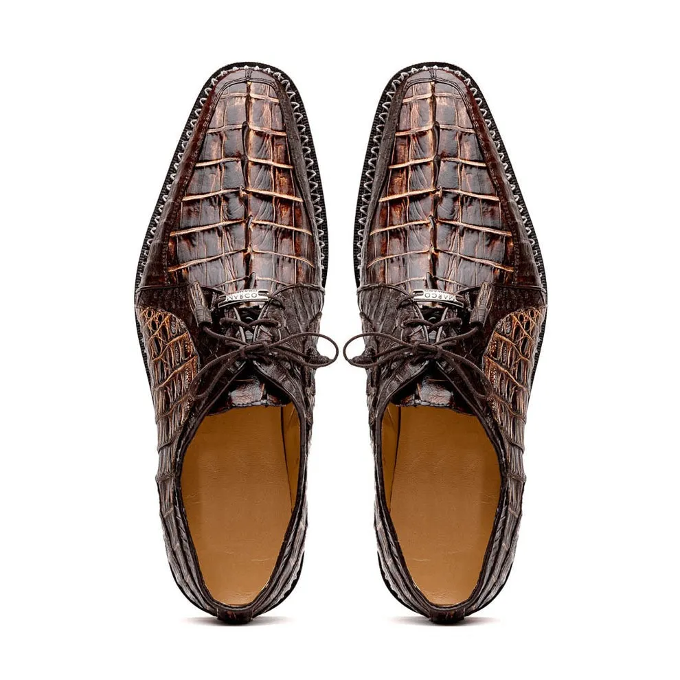 Marco Di Milano Caribe Men's Shoes Genuine Hornback Caiman Crocodile Dress Derby Oxfords (MDM1118)