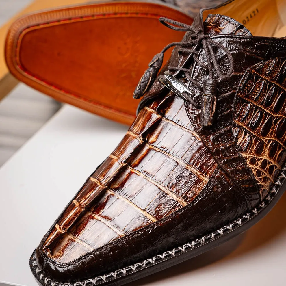 Marco Di Milano Caribe Men's Shoes Genuine Hornback Caiman Crocodile Dress Derby Oxfords (MDM1118)