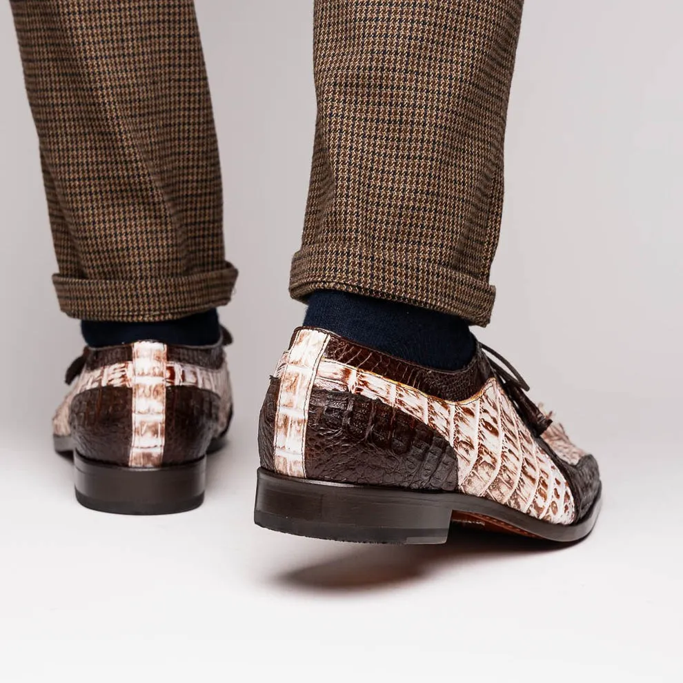 Marco Di Milano Caribe Men's Shoes Genuine Hornback Caiman Crocodile Dress Derby Oxfords (MDM1118)