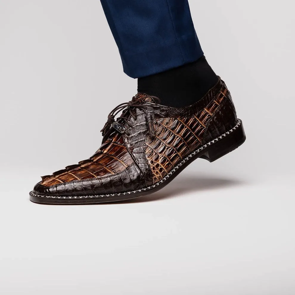 Marco Di Milano Caribe Men's Shoes Genuine Hornback Caiman Crocodile Dress Derby Oxfords (MDM1118)