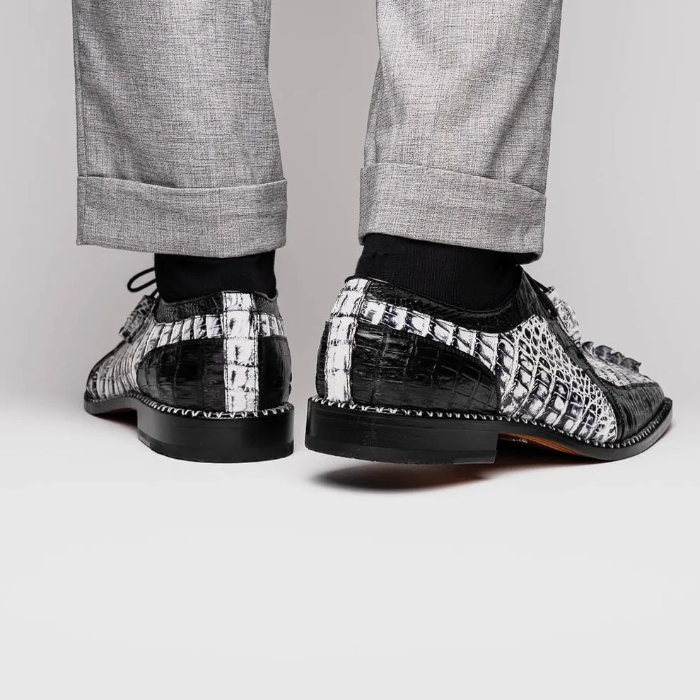 Marco Di Milano Caribe Men's Shoes Genuine Hornback Caiman Crocodile Dress Derby Oxfords (MDM1118)