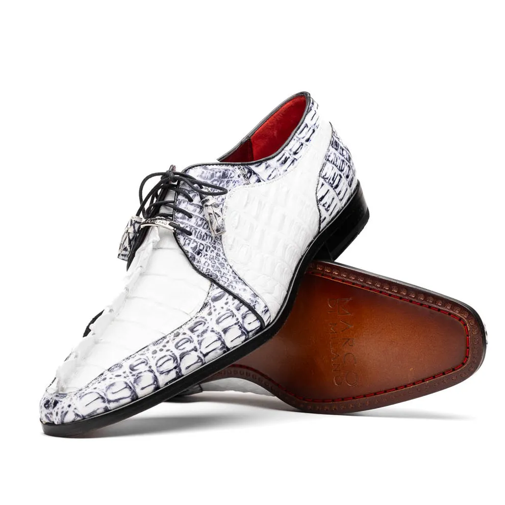 Marco Di Milano Caribe Men's Shoes Genuine Hornback Caiman Crocodile Dress Derby Oxfords (MDM1118)