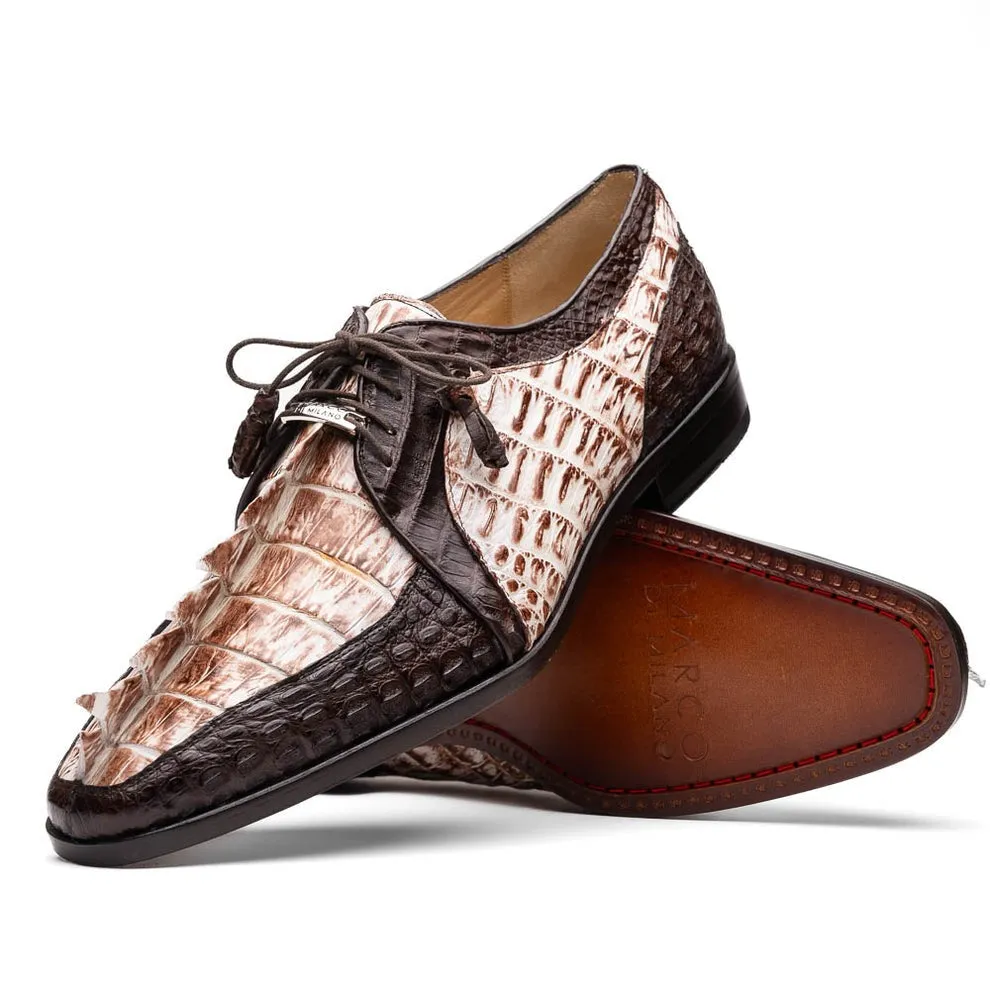Marco Di Milano Caribe Men's Shoes Genuine Hornback Caiman Crocodile Dress Derby Oxfords (MDM1118)