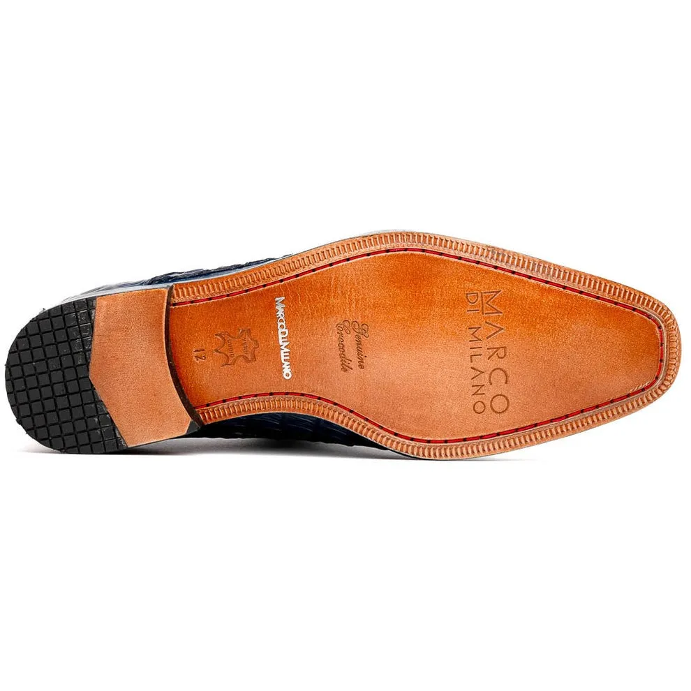 Marco Di Milano Caribe Men's Shoes Genuine Hornback Caiman Crocodile Dress Derby Oxfords (MDM1118)