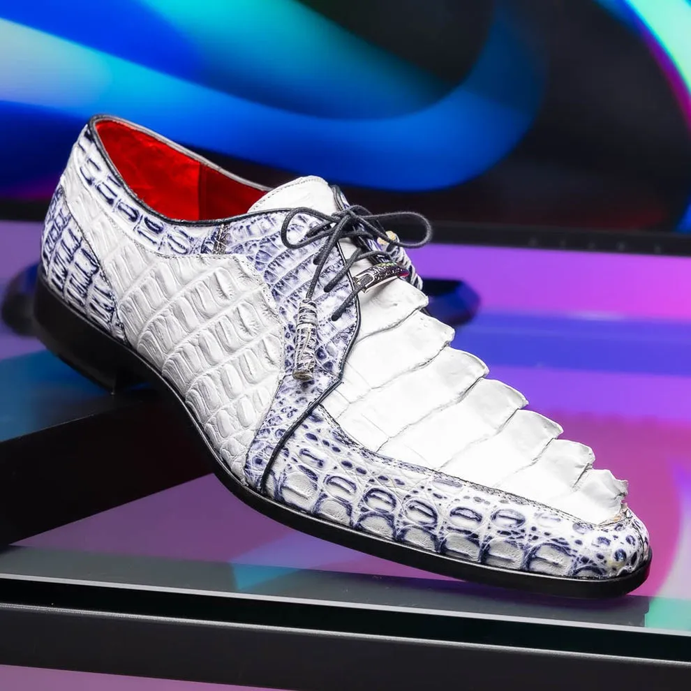 Marco Di Milano Caribe Men's Shoes Genuine Hornback Caiman Crocodile Dress Derby Oxfords (MDM1118)