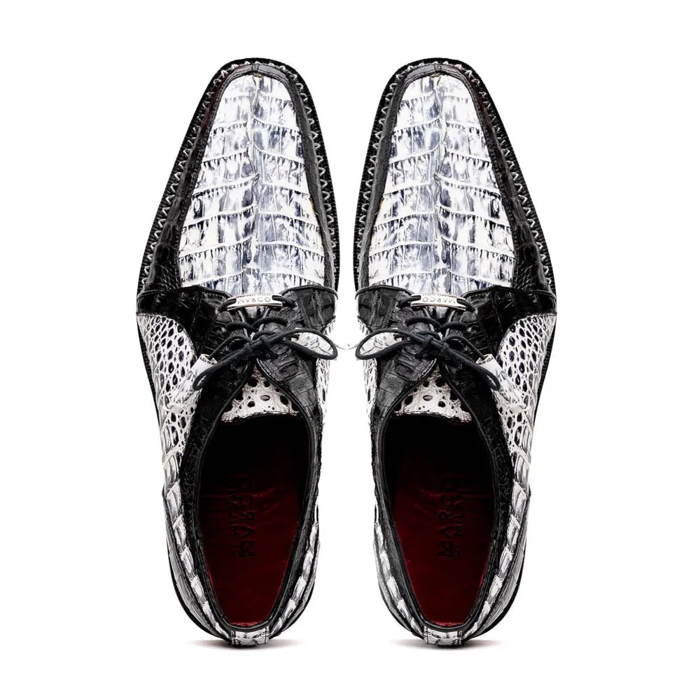 Marco Di Milano Caribe Men's Shoes Genuine Hornback Caiman Crocodile Dress Derby Oxfords (MDM1118)