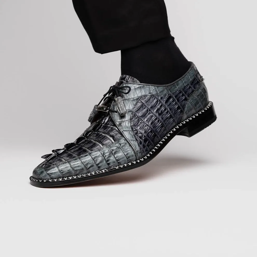 Marco Di Milano Caribe Men's Shoes Genuine Hornback Caiman Crocodile Dress Derby Oxfords (MDM1118)