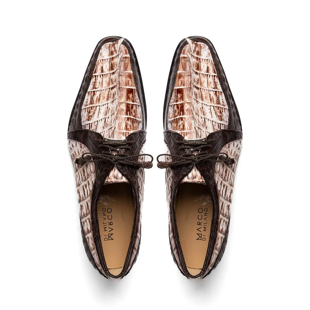 Marco Di Milano Caribe Men's Shoes Genuine Hornback Caiman Crocodile Dress Derby Oxfords (MDM1118)