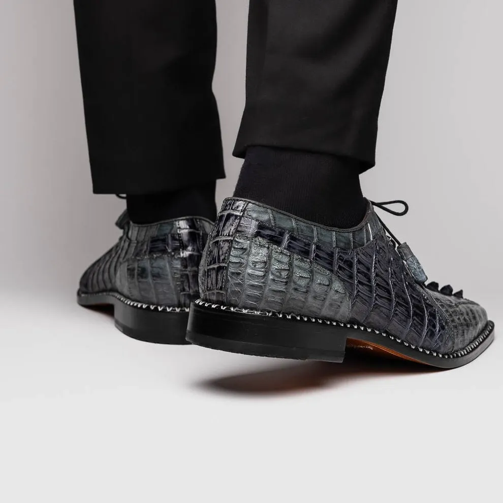 Marco Di Milano Caribe Men's Shoes Genuine Hornback Caiman Crocodile Dress Derby Oxfords (MDM1118)