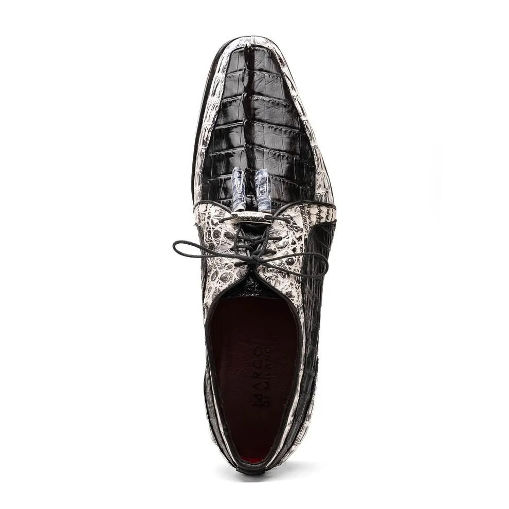 Marco Di Milano Caribe Men's Shoes Genuine Hornback Caiman Crocodile Dress Derby Oxfords (MDM1118)