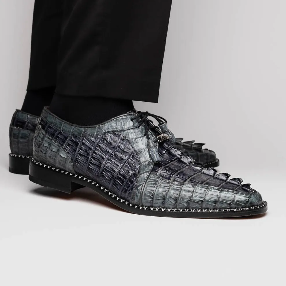 Marco Di Milano Caribe Men's Shoes Genuine Hornback Caiman Crocodile Dress Derby Oxfords (MDM1118)