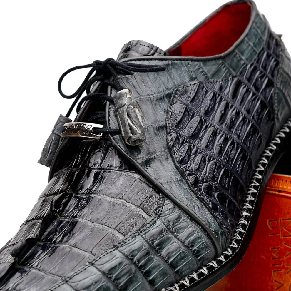 Marco Di Milano Caribe Men's Shoes Genuine Hornback Caiman Crocodile Dress Derby Oxfords (MDM1118)