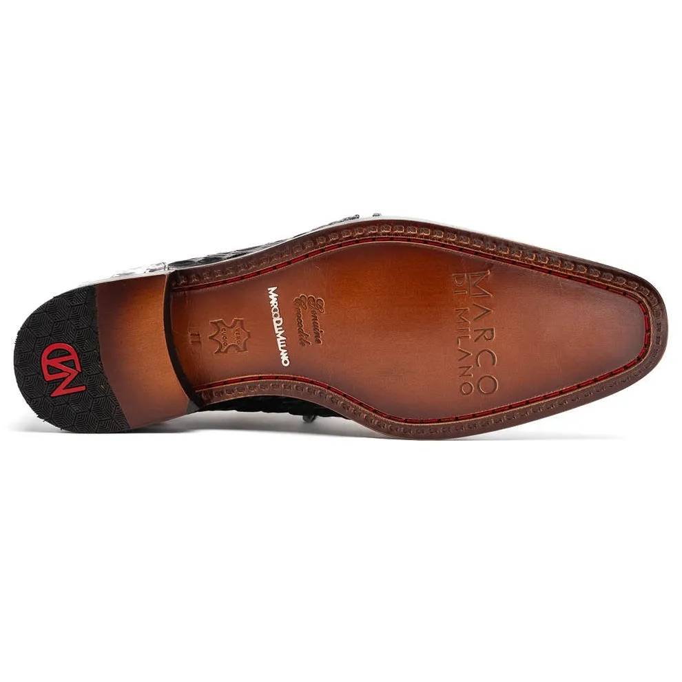 Marco Di Milano Caribe Men's Shoes Genuine Hornback Caiman Crocodile Dress Derby Oxfords (MDM1118)