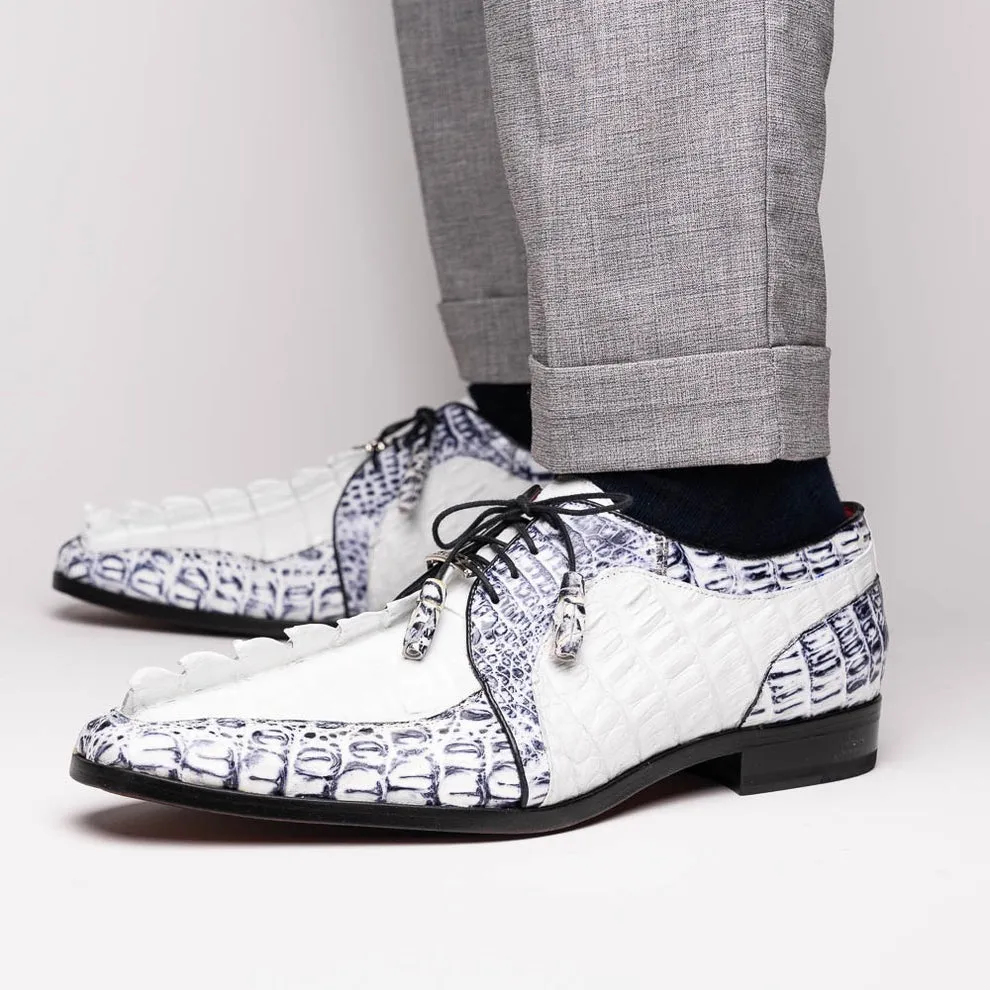 Marco Di Milano Caribe Men's Shoes Genuine Hornback Caiman Crocodile Dress Derby Oxfords (MDM1118)