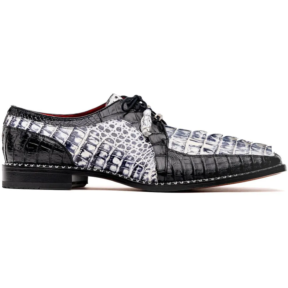 Marco Di Milano Caribe Men's Shoes Genuine Hornback Caiman Crocodile Dress Derby Oxfords (MDM1118)