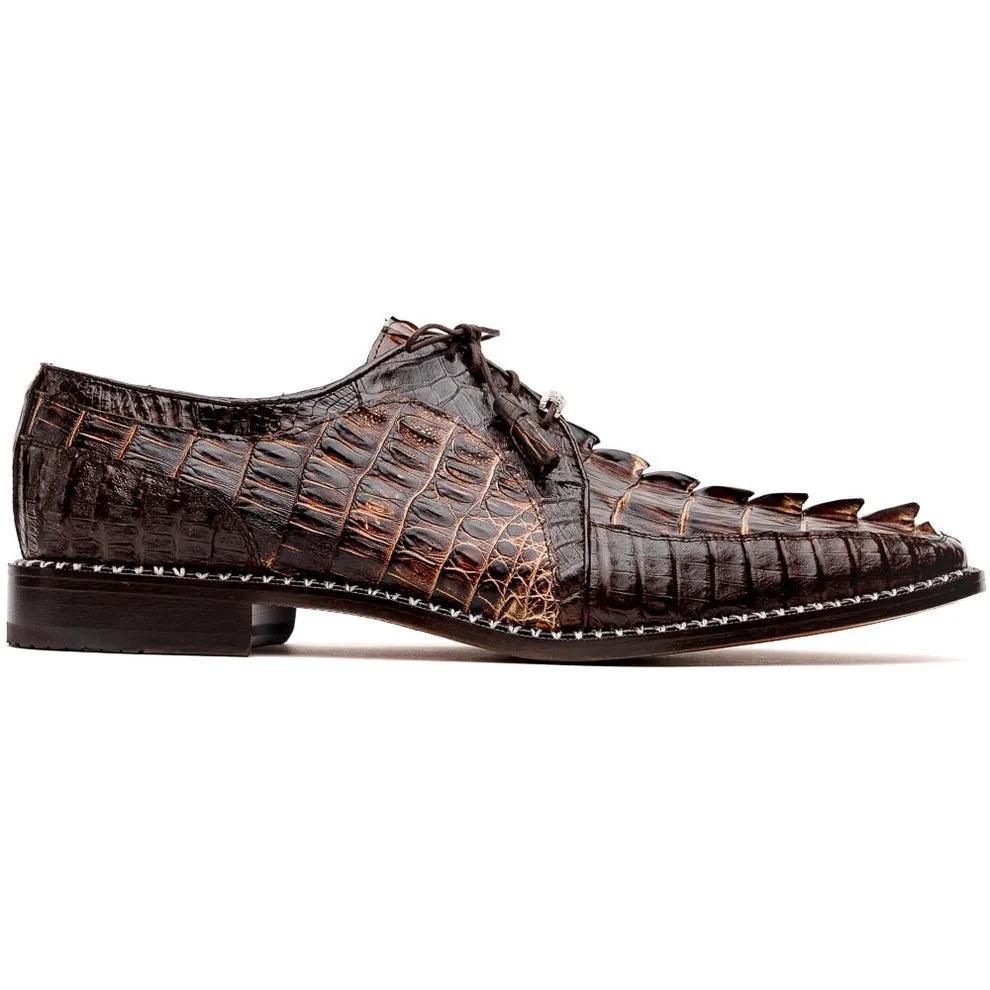 Marco Di Milano Caribe Men's Shoes Genuine Hornback Caiman Crocodile Dress Derby Oxfords (MDM1118)