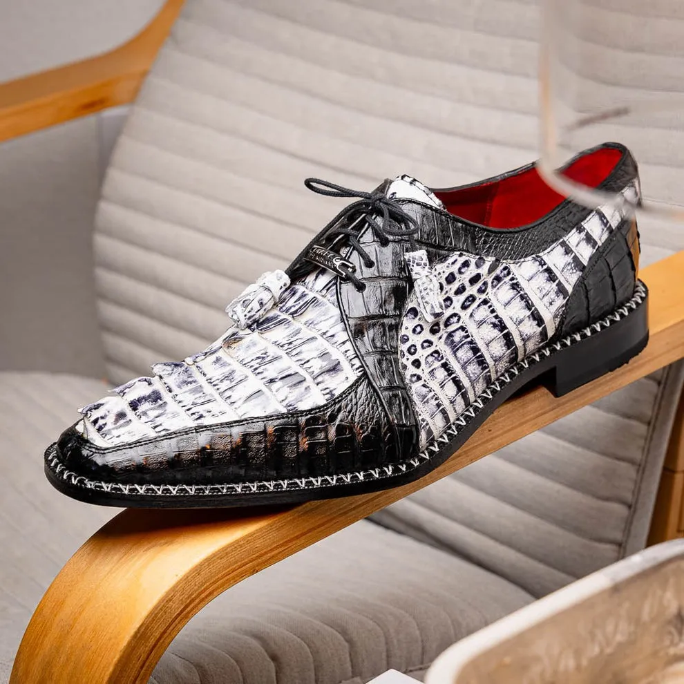 Marco Di Milano Caribe Men's Shoes Genuine Hornback Caiman Crocodile Dress Derby Oxfords (MDM1118)