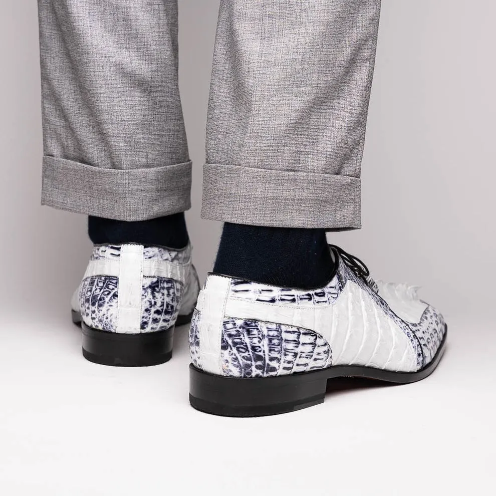 Marco Di Milano Caribe Men's Shoes Genuine Hornback Caiman Crocodile Dress Derby Oxfords (MDM1118)