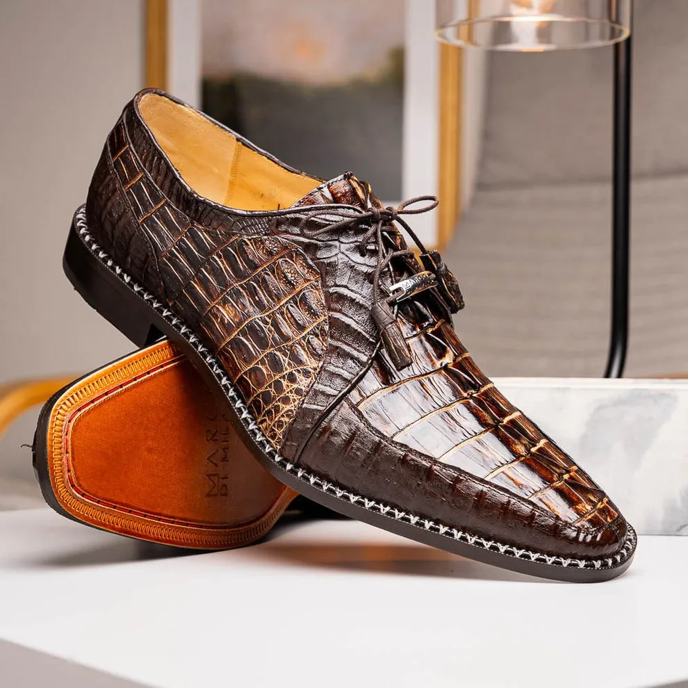 Marco Di Milano Caribe Men's Shoes Genuine Hornback Caiman Crocodile Dress Derby Oxfords (MDM1118)