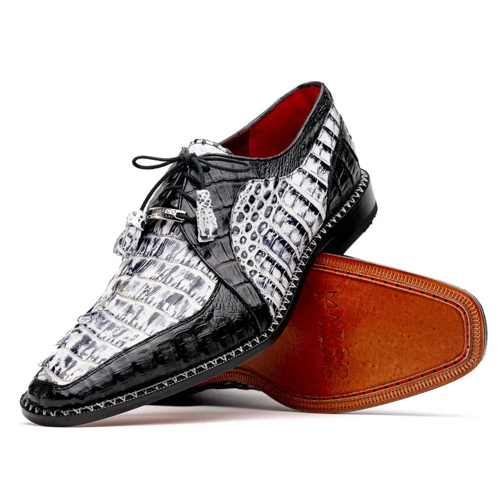 Marco Di Milano Caribe Men's Shoes Genuine Hornback Caiman Crocodile Dress Derby Oxfords (MDM1118)