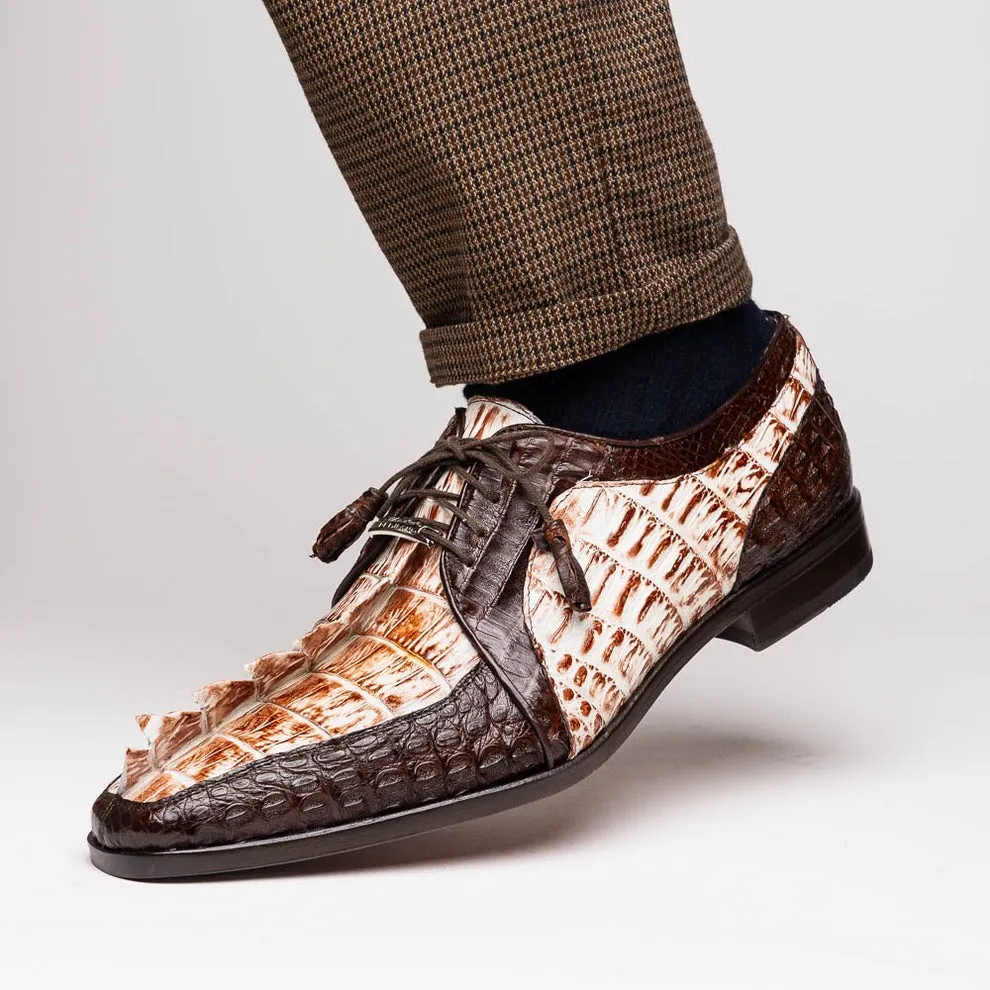 Marco Di Milano Caribe Men's Shoes Genuine Hornback Caiman Crocodile Dress Derby Oxfords (MDM1118)