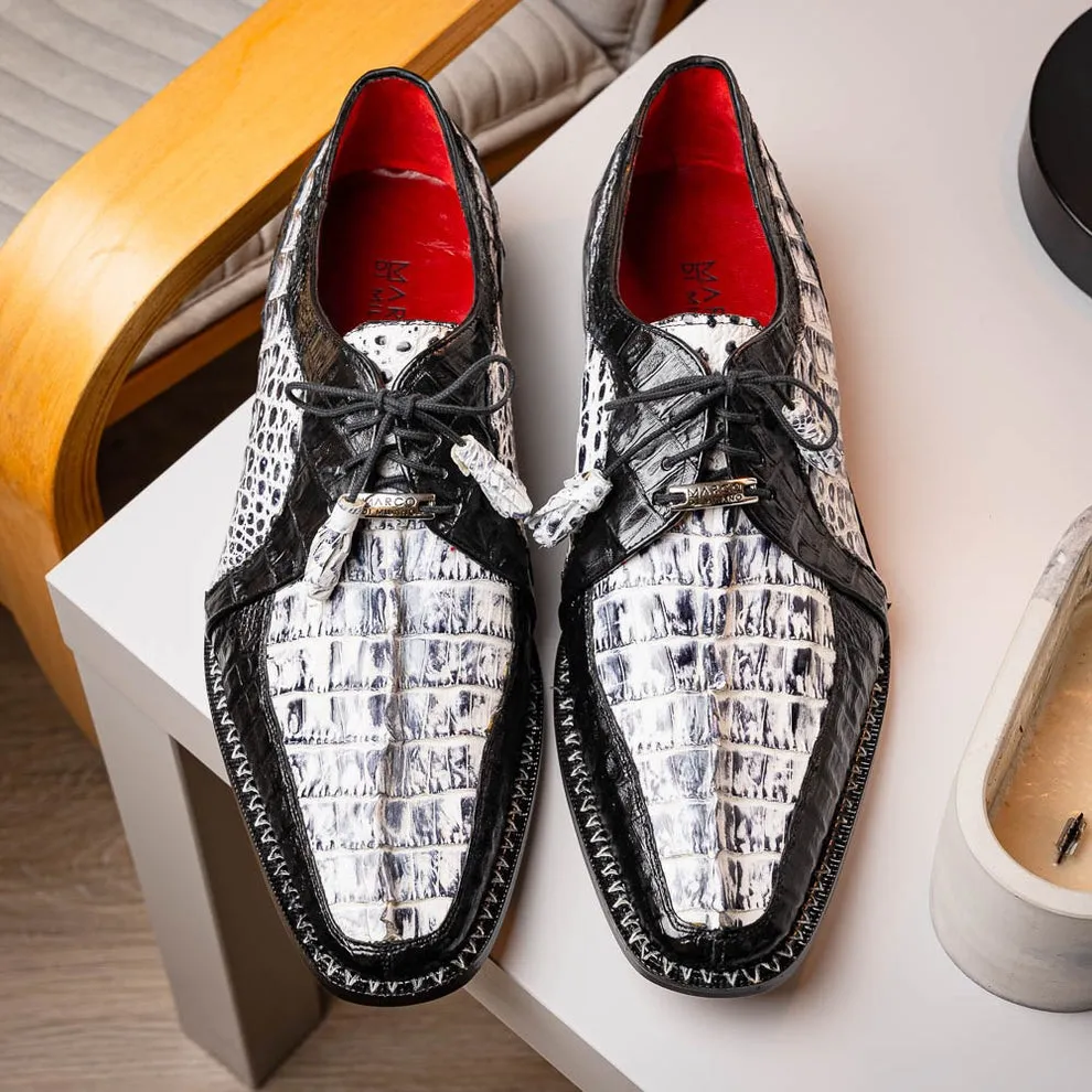 Marco Di Milano Caribe Men's Shoes Genuine Hornback Caiman Crocodile Dress Derby Oxfords (MDM1118)