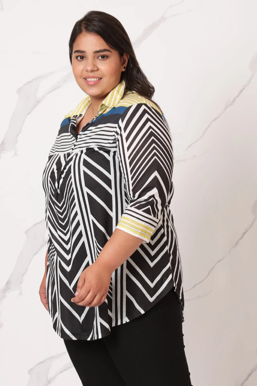 Monochrome Magic Centre Pleat Top
